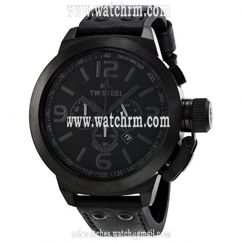 TW Steel Canteen 50 MM Cool Black Black Dial Chronograph Men's Watch TW821