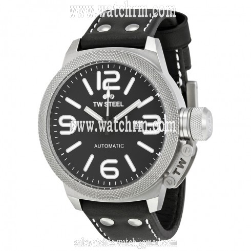 TW Steel Canteen Automatic Black Dial 50 MM Black Leather Men's Watch TWA951