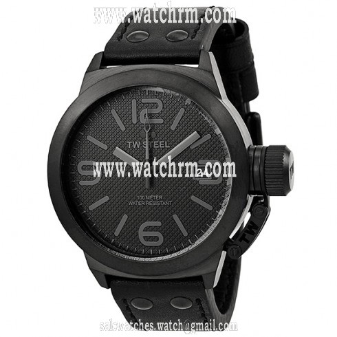 TW Steel Canteen Black Dial Black Leather Men's Watch TW844R
