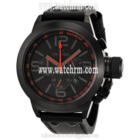 TW Steel Canteen Black Dial Chronograph Black Leather Men's Watch TW902R