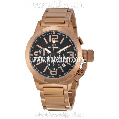 TW Steel Canteen Chronograph Black Dial Rose Gold-tone Stainless Steel Men's Watch TW307