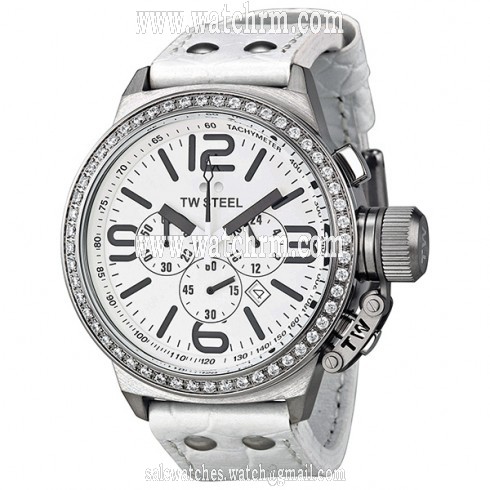 TW Steel Canteen Chronograph White Dial White Leather Unisex Watch TW10R
