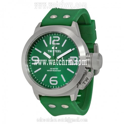 TW Steel Canteen Green Dial Green Silicone Men's Watch TW505