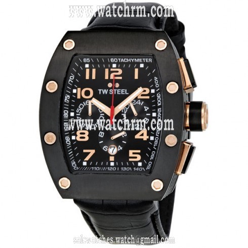 TW Steel CEO 50 MM Black Steel Tonneau Case Chronograph Men's Watch CE2002