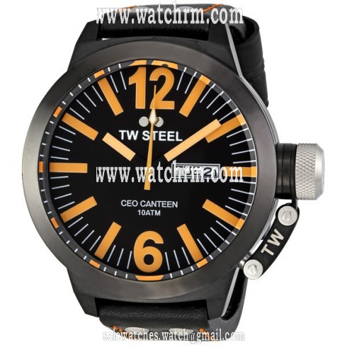 TW Steel CEO Canteen 50 MM Black and Orange Dial Men's Watch CE1028