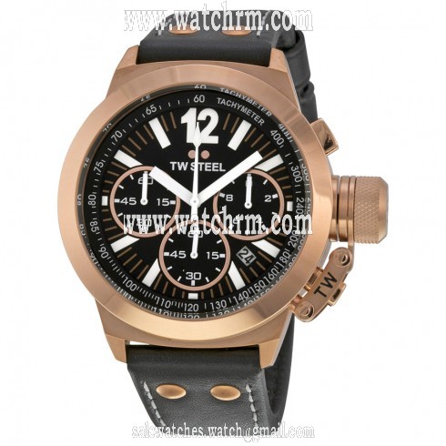 TW Steel CEO Canteen Chronograph Black Dial Rose Gold PVD Men's Watch CE1023R