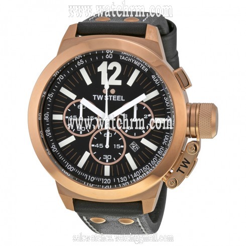 TW Steel CEO Chronograph Black Dial 50mm Black Leather Men's Watch CE1024R