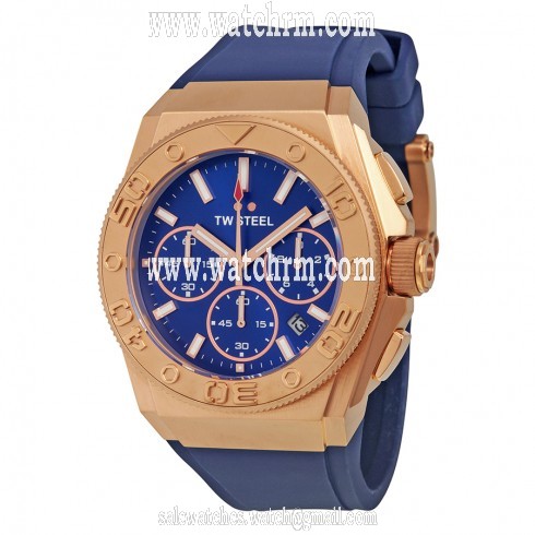 TW Steel CEO Diver Chronograh Blue Dial 44mm Blue Rubber Men's Watch CE5010