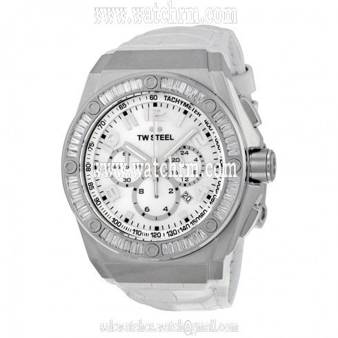 TW Steel CEO Tech 44 MM Mother of Pearl Chronograph Dial White Leather Unisex Watch CE4015