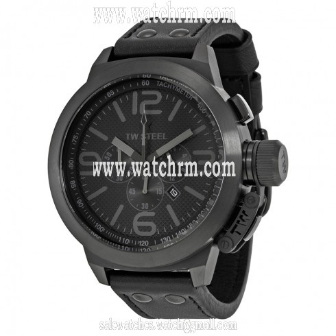 TW Steel Cool Black Chronograph Leather Men's Watch TW821R