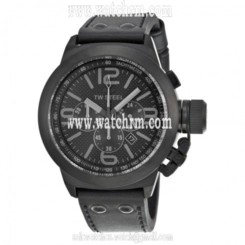 TW Steel Cool Chronograph Black Dial Black Leather Men's Watch TW843R