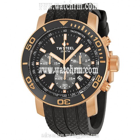TW Steel Grandeur Black Dial 48 mm Rose Gold-tone Men's Watch TW703