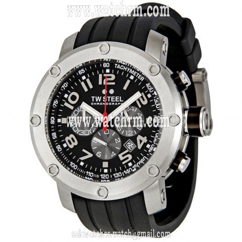 TW Steel Grandeur Tech 45mm Black Dial Black Chronograph Men's Watch TW120