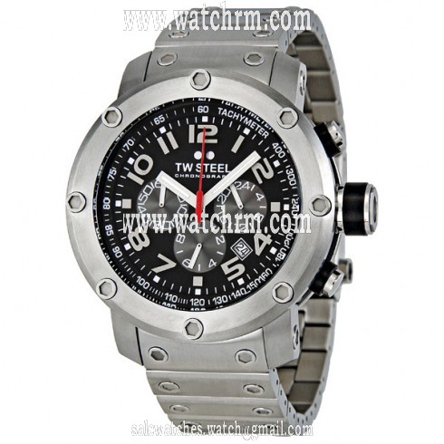TW Steel Grandeur Tech 45mm Black Dial Stainless Steel Chronograph Men's Watch TW126