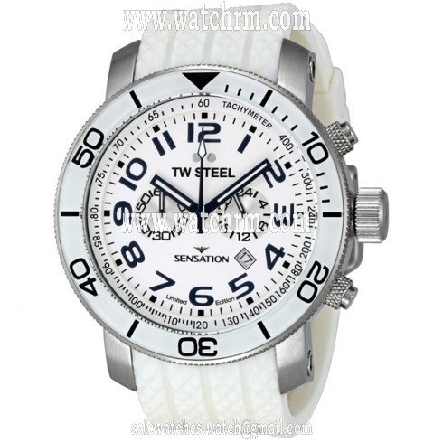 TW Steel Grandeur White Dial Chronograph White Rubber Men's Watch TW835