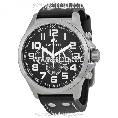 TW Steel Pilot Chronograph Black Leather Men's Watch TW412