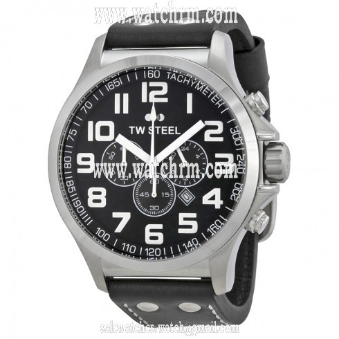 TW Steel Pilot Chronograph Black Leather Men's Watch TW413