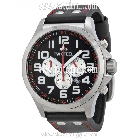 TW Steel Pilot Chronograph Black Leather Men's Watch TW414