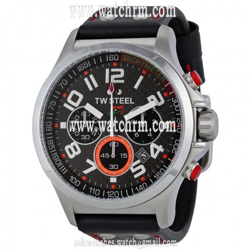 TW Steel Pilot Sonder Edition Chronograph Black Dial Black Leather Men's Watch TW-433