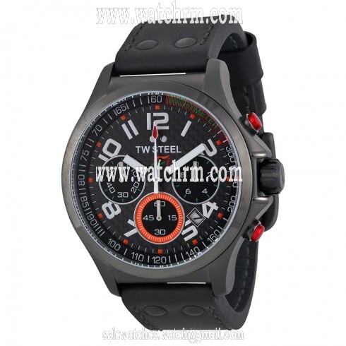 TW Steel Sahara Force India Chronograph Black Carbon Fiber Dial Grey Silicone Rubber Men's Watch TW430