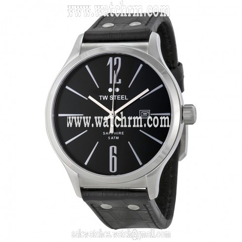 TW Steel Slim Line Silver Dial Black Leather Men's Watch TW1300