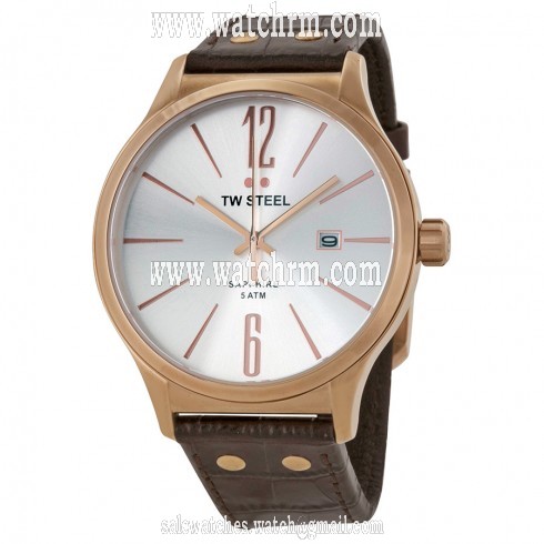 TW Steel Slim Line Silver Dial Brown Leather Men's Watch TW1304
