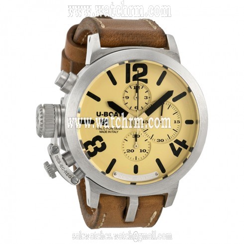 U Boat Beige Dial Brown Leather Men's Watch 7452