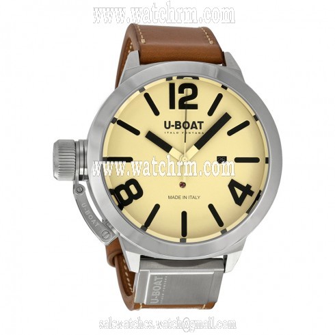 U Boat Classico Beige Dial Brown Leather Men's Watch 7121