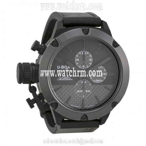 U Boat Classico Black Carbon Fiber Dial Ceramic Black Rubber Men's Watch 6233