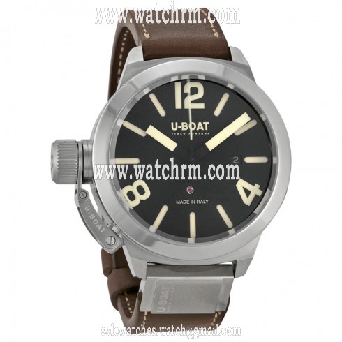 U Boat Classico Black Dial Brown Leather Men's Watch 7127