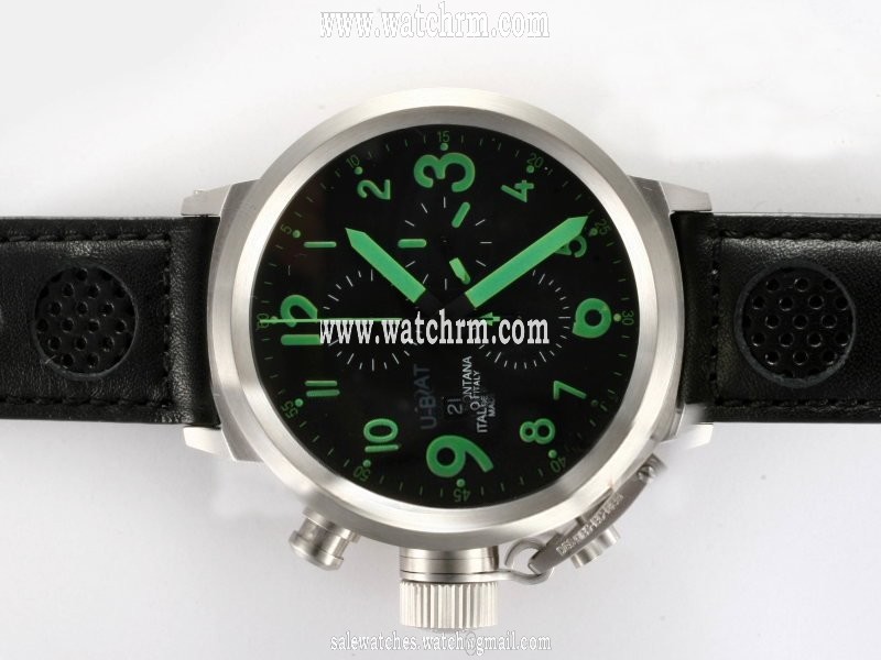 U-Boat Flightdeck 1838 Black Ostrich Leather Strap Black Dial Watch