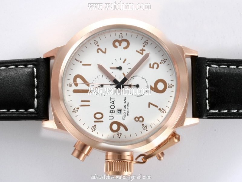 U-Boat Flightdeck 1838 Rose Gold Bezel Rose Gold Case White Dial Watch