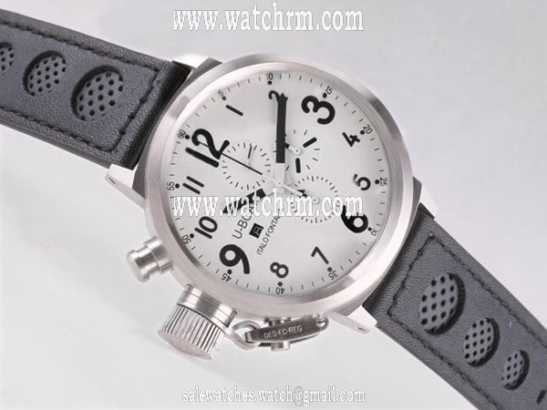 U-Boat Flightdeck 1840 Black Ostrich Leather Strap 50mm Mens Watch