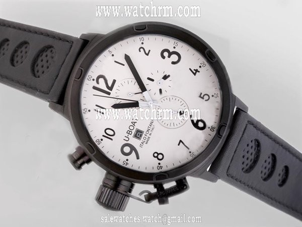 U-Boat Flightdeck 1931 Mens Round Black Cow Leather Strap Watch