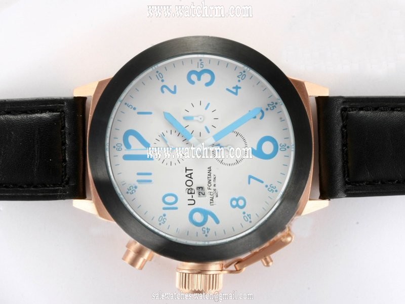 U-Boat Flightdeck 1931 Round Black Ostrich Leather Strap Mens Watch