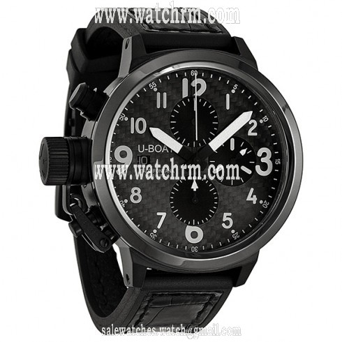 U Boat Flightdeck Black Carbon Fiber Black Leather Automatic Men's Watch 6204