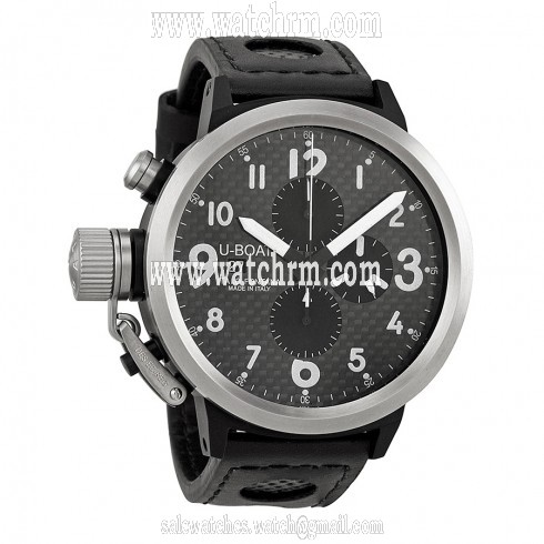 U Boat Flightdeck Black Carbon Fiber Black Leather Men's Watch 6120