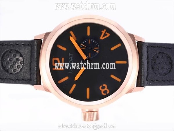 U-Boat Italo Fontana 1823 Mens Round Black Crocodile Leather Strap Watch