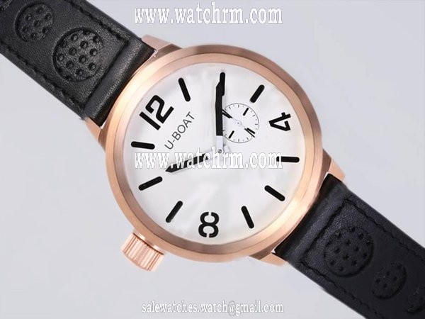U-Boat Italo Fontana 2060 Black Ostrich Leather Strap Round White Dial Watch