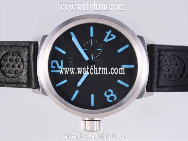 U-Boat Italo Fontana 2083 Mens Black Ostrich Leather Strap Round Watch