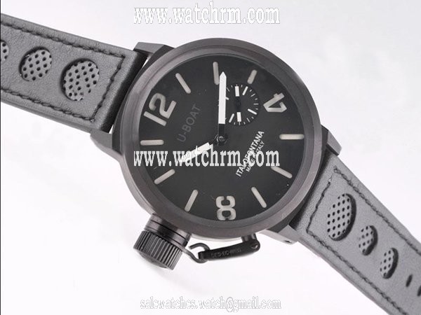 U-Boat Italo Fontana 45 AB 4 50mm Black Dial Black Cow Leather Strap Watch