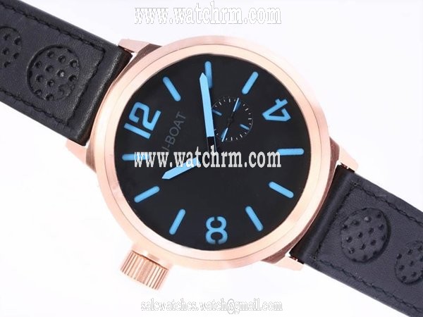 U-Boat Italo Fontana 5571 50mm Black Crocodile Leather Strap Watch