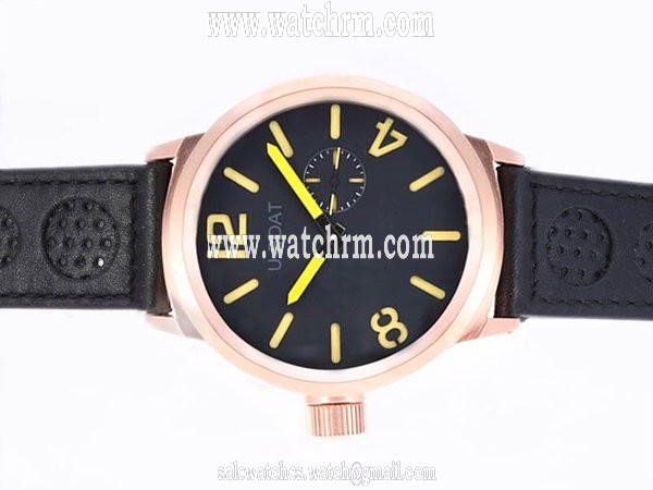 U-Boat Italo Fontana 5571 Black Crocodile Leather Strap Round Black Dial Watch