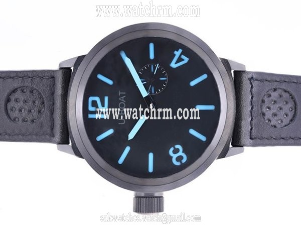 U-Boat Italo Fontana 5571 Black Dial Black Ostrich Leather Strap Watch