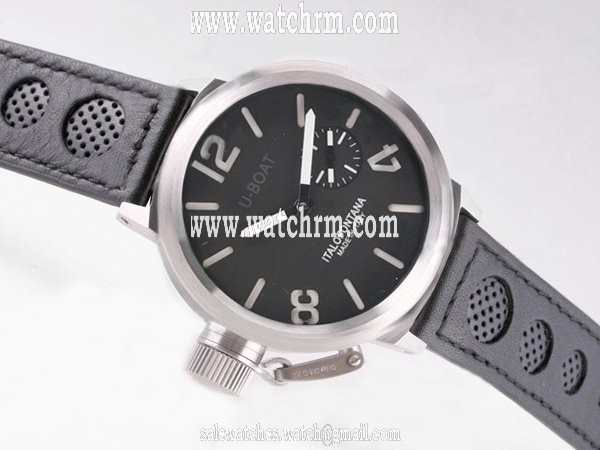 U-Boat Italo Fontana 5571 Mens Stainless Steel Bezel Black Ostrich Leather Strap Watch