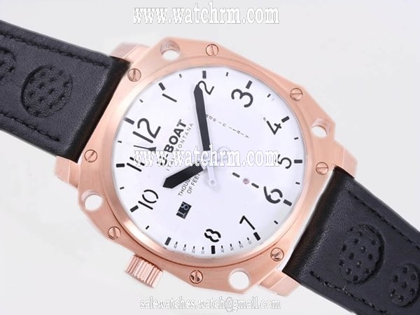 U-Boat Thousands Of Feet 1887 Mens Black Ostrich Leather Strap Rose Gold Bezel Watch