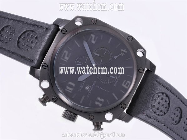 U-Boat Thousands Of Feet 1924 50mm Black Cow Leather Strap Watch