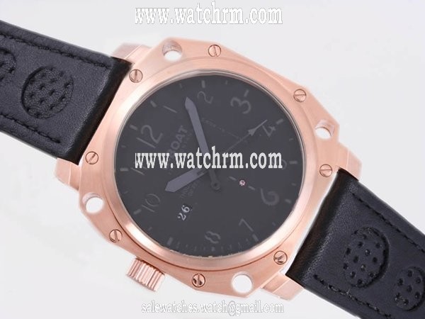 U-Boat Thousands Of Feet 1924 Mens Black Ostrich Leather Strap Round Watch