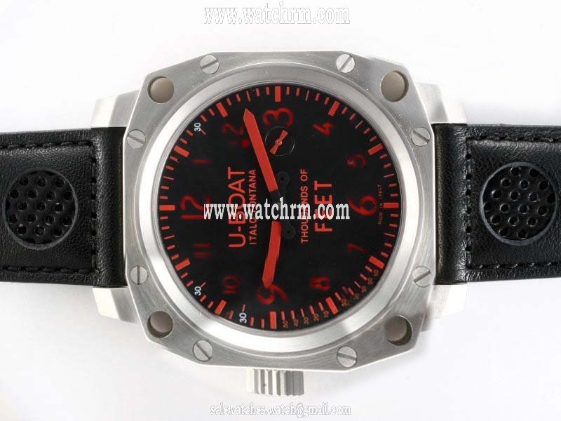 U-Boat Thousands Of Feet 1980 Black Dial Stainless Steel Case Round Watch