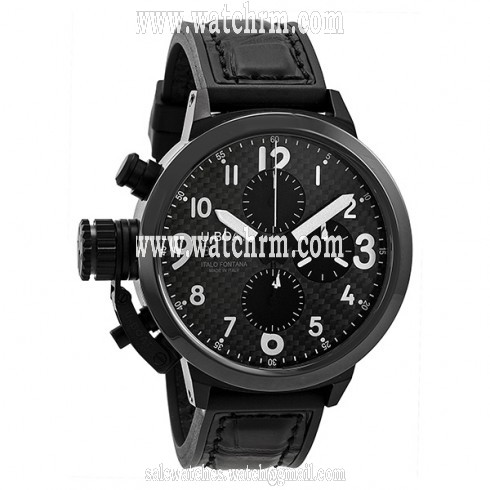 U-Boat Black Dial Black Leather and Rubber Strap Men's Watch UB7116